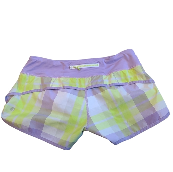 Lululemon Speed Short Light Purple Plaid  size 6 - Picture 2 of 8